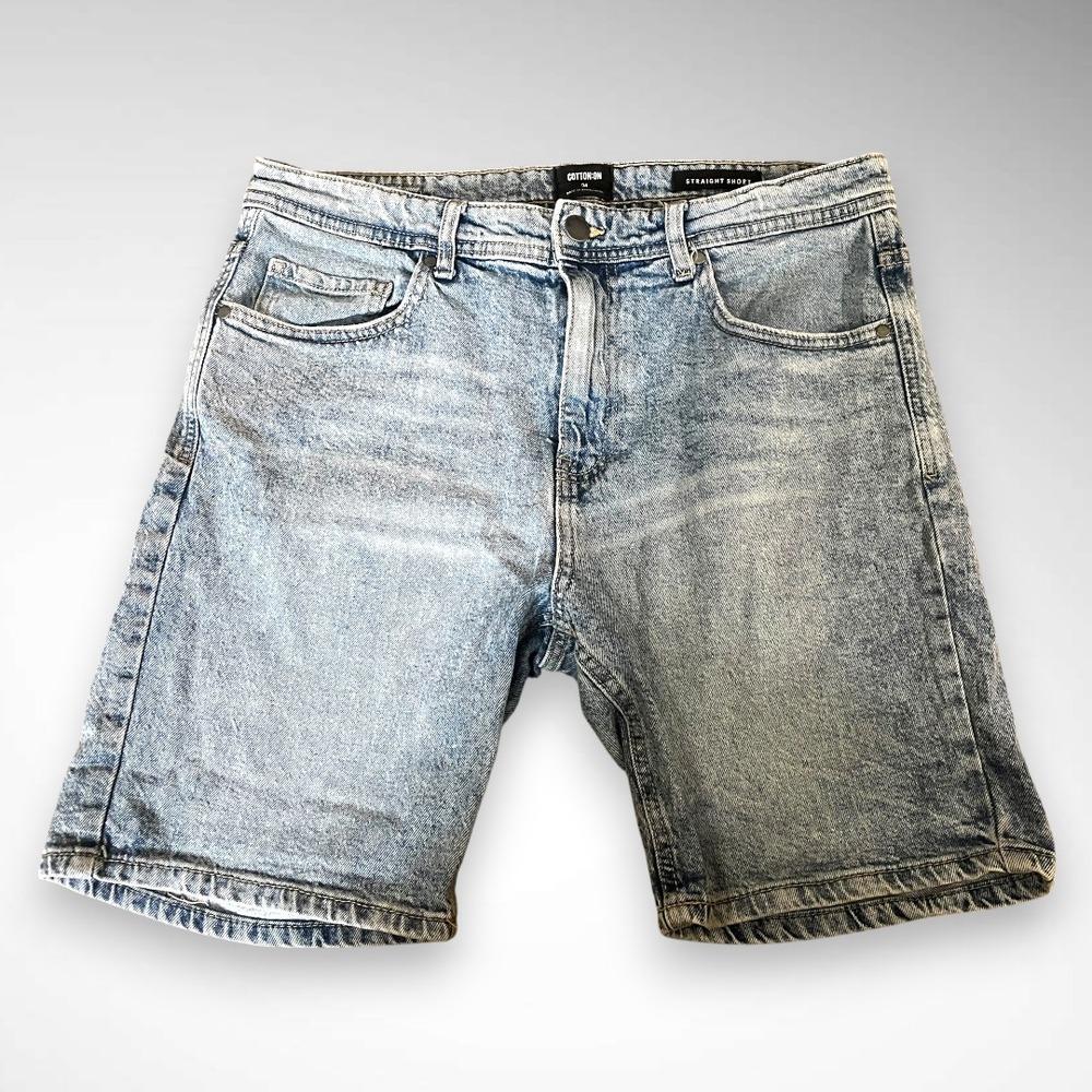 COTTON ON Men's Light Wash Straight Short Denim Shorts Size 34 | EUC